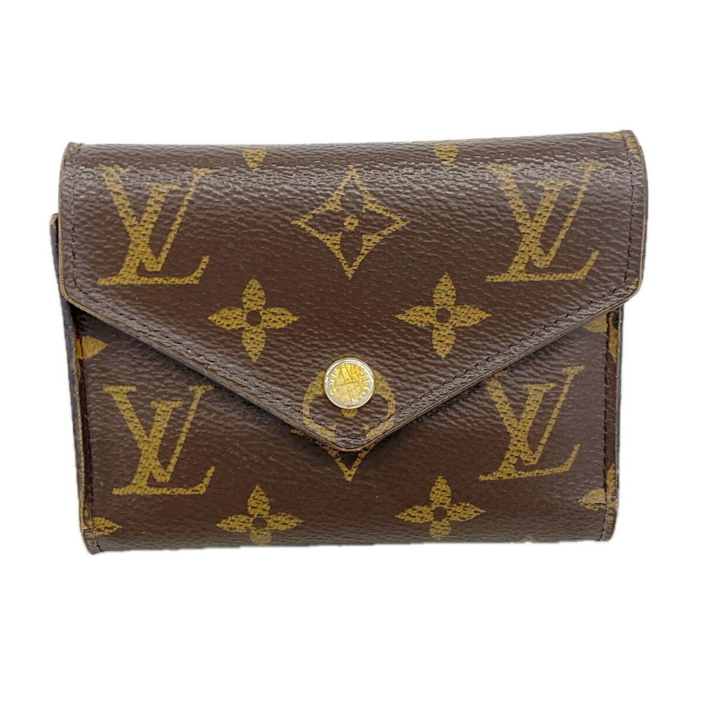 Louis Vuitton Tri-fold Wallet Monogram Portefeuille Victorine M62472 Brown Wo...